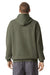 American Apparel RF498 Mens ReFlex Fleece Hooded Sweatshirt Hoodie w/ Pouch Pocket Lieutenant Green Model Back