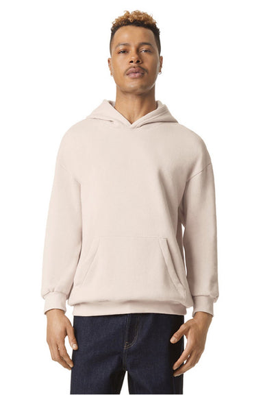 American Apparel RF498 Mens ReFlex Fleece Hooded Sweatshirt Hoodie w/ Pouch Pocket Bone Model Front