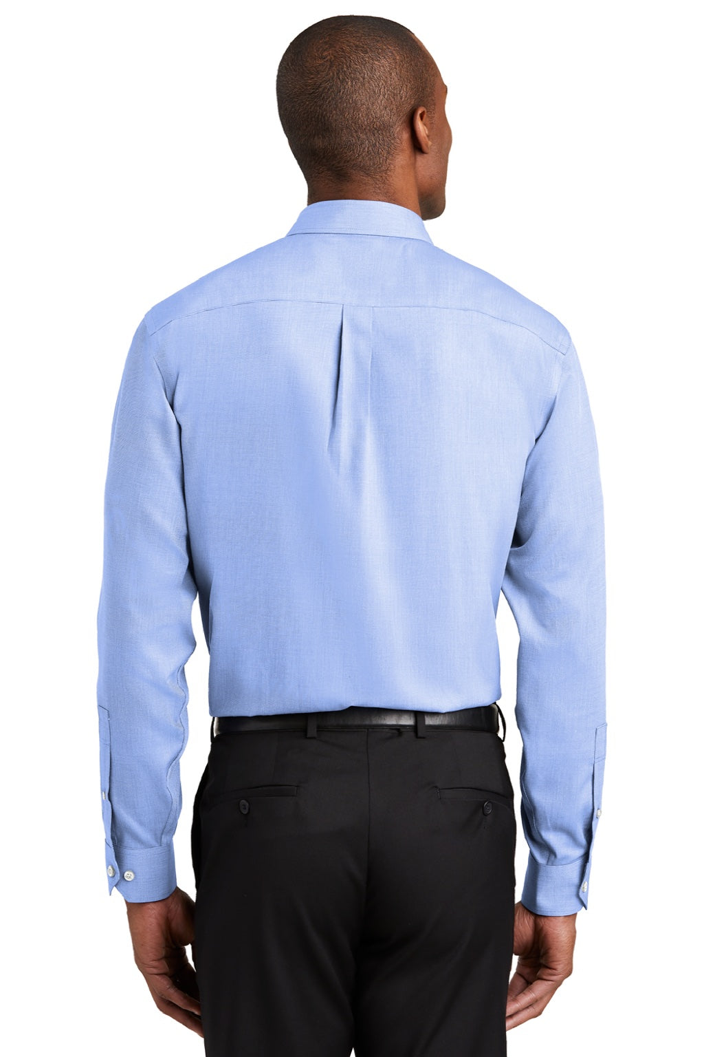 Red House RH370/TLRH370 Mens Nailhead Wrinkle Resistant Long Sleeve Button Down Shirt w/ Pocket Blue Pearl Model Back