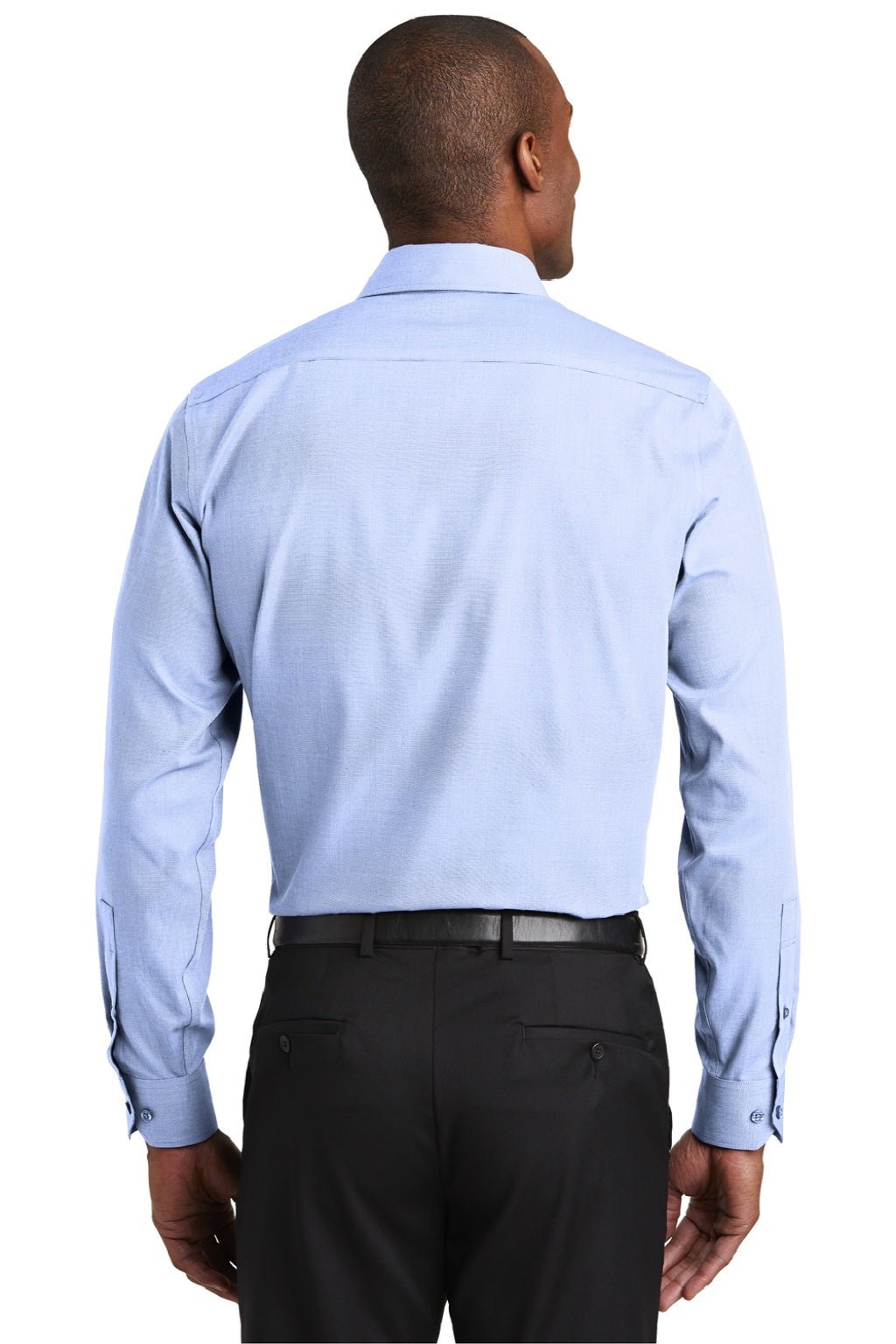 Red House RH390 Mens Nailhead Wrinkle Resistant Long Sleeve Button Down Shirt Blue Pearl Model Back