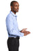 Red House RH390 Mens Nailhead Wrinkle Resistant Long Sleeve Button Down Shirt Blue Pearl Model Side