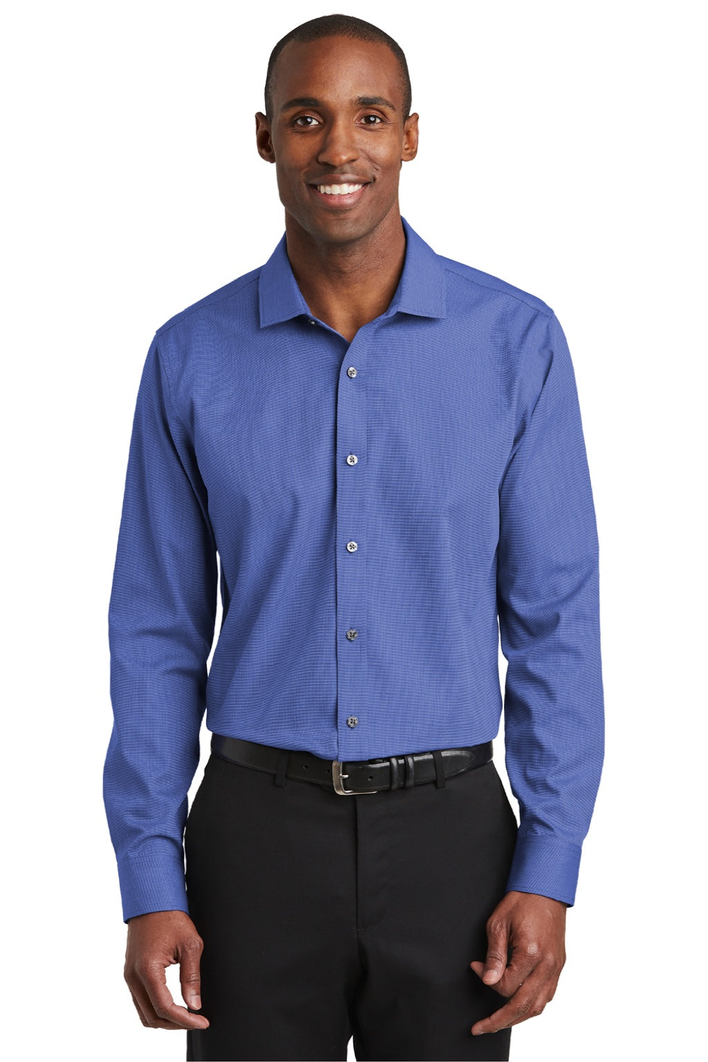 Red House RH390 Mens Nailhead Wrinkle Resistant Long Sleeve Button Down Shirt Mediterranean Blue Model Front