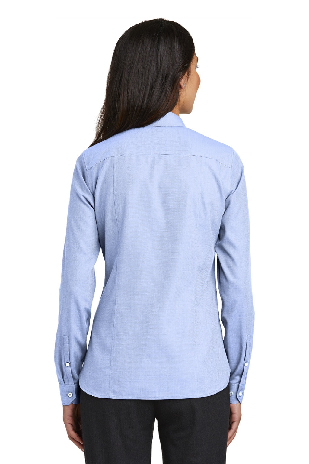 Red House RH470 Womens Nailhead Wrinkle Resistant Long Sleeve Button Down Shirt Blue Pearl Model Back
