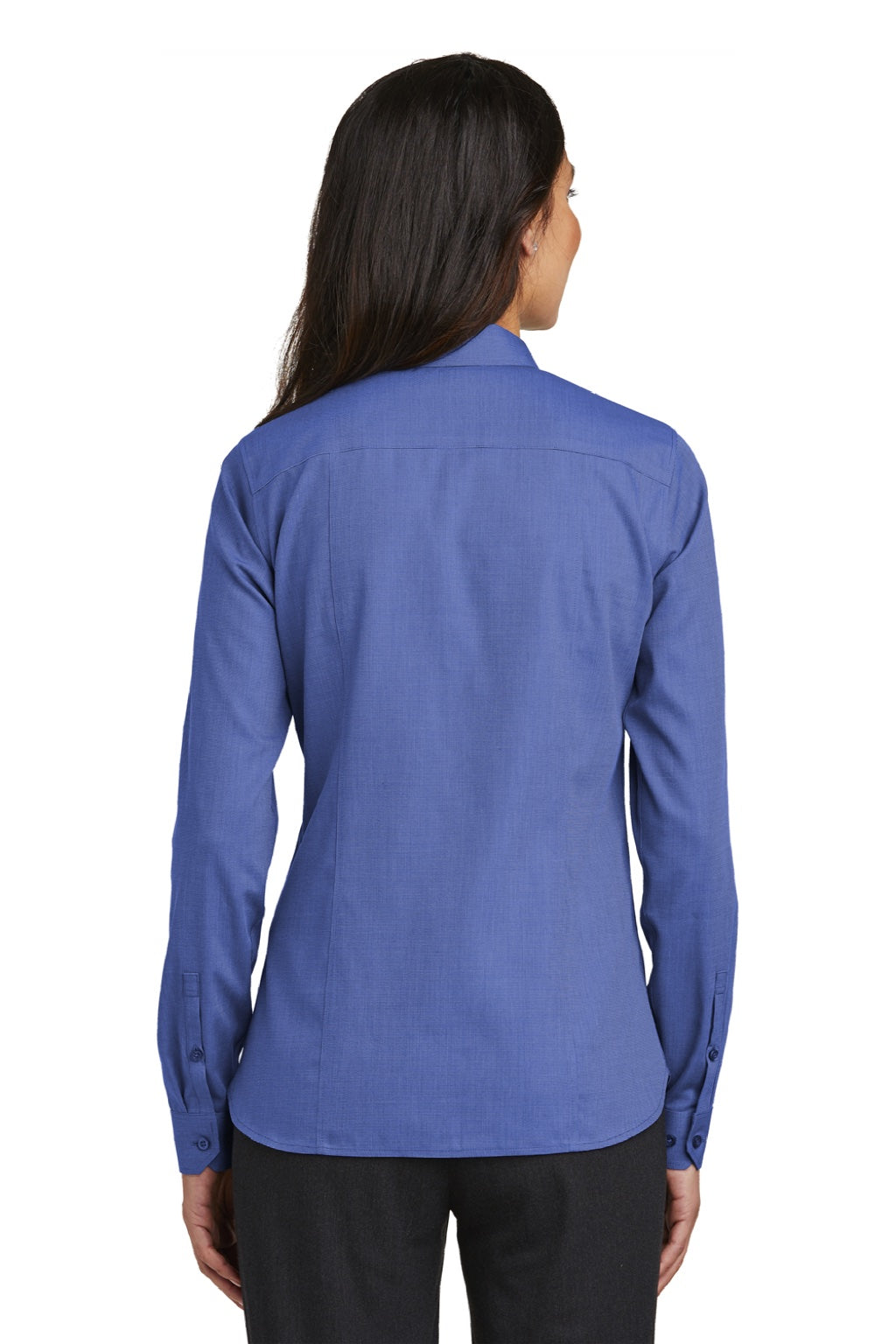 Red House RH470 Womens Nailhead Wrinkle Resistant Long Sleeve Button Down Shirt Mediterranean Blue Model Back