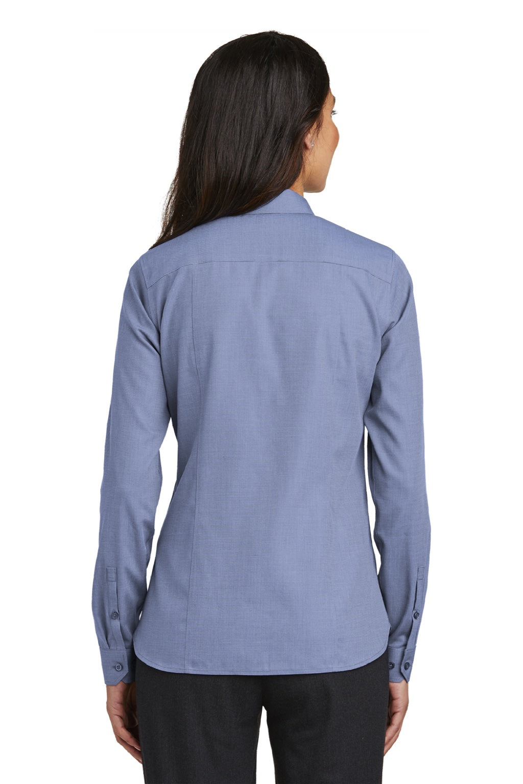 Red House RH470 Womens Nailhead Wrinkle Resistant Long Sleeve Button Down Shirt Navy Blue Model Back