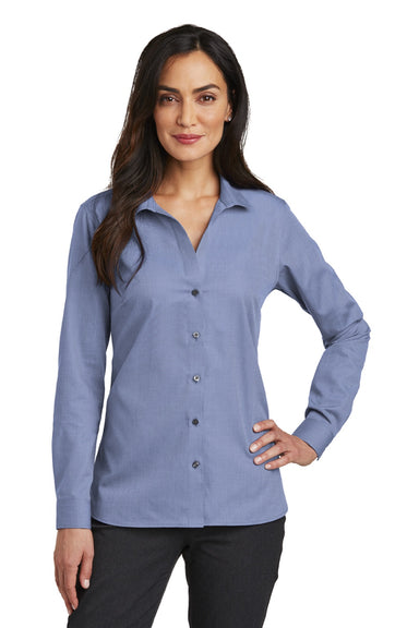 Red House RH470 Womens Nailhead Wrinkle Resistant Long Sleeve Button Down Shirt Navy Blue Model Front