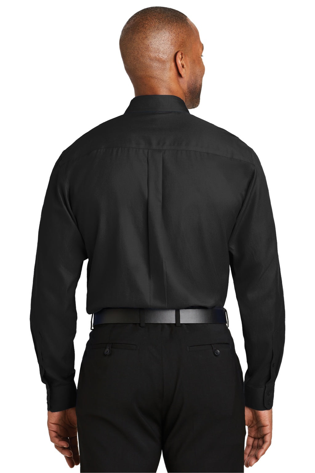 Red House RH60 Mens Wrinkle Resistant Long Sleeve Button Down Shirt w/ Pocket Black Model Back