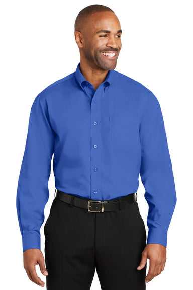 Red House RH60 Mens Wrinkle Resistant Long Sleeve Button Down Shirt w/ Pocket Medium Blue Model Front