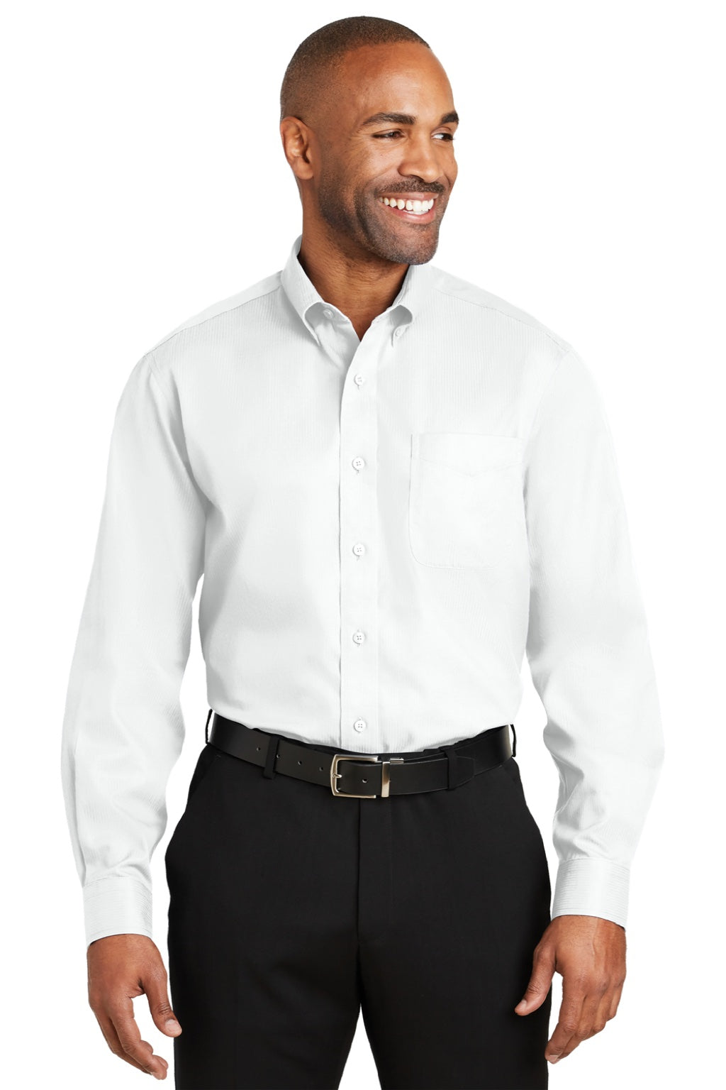 Red House RH60 Mens Wrinkle Resistant Long Sleeve Button Down Shirt w/ Pocket White Model Front