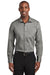 Red House RH620 Mens Pinpoint Oxford Wrinkle Resistant Long Sleeve Button Down Shirt Charcoal Grey Model Front