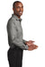 Red House RH620 Mens Pinpoint Oxford Wrinkle Resistant Long Sleeve Button Down Shirt Charcoal Grey Model Side