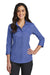 Red House RH690 Womens Nailhead Wrinkle Resistant 3/4 Sleeve Button Down Shirt Mediterranean Blue Model Front