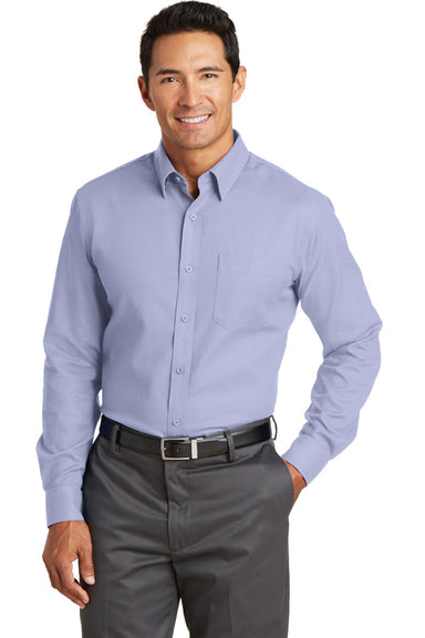 Red House RH76 Mens Wrinkle Resistant Long Sleeve Button Down Shirt w/ Pocket Dress Shirt Blue Model Front
