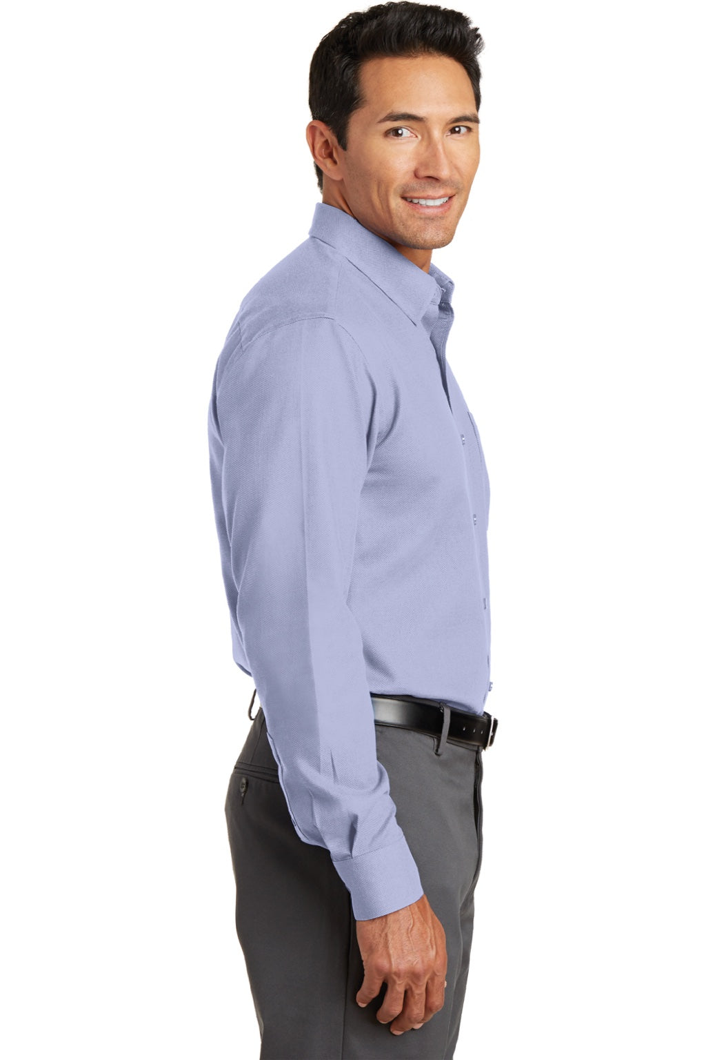 Red House RH76 Mens Wrinkle Resistant Long Sleeve Button Down Shirt w/ Pocket Dress Shirt Blue Model Side