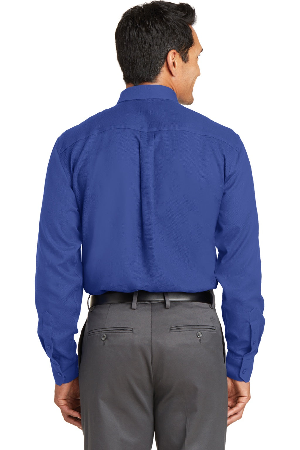 Red House RH76 Mens Wrinkle Resistant Long Sleeve Button Down Shirt w/ Pocket Royal Blue Model Back
