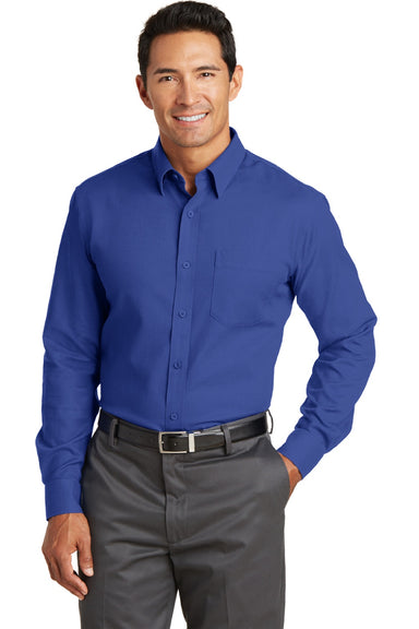 Red House RH76 Mens Wrinkle Resistant Long Sleeve Button Down Shirt w/ Pocket Royal Blue Model Front