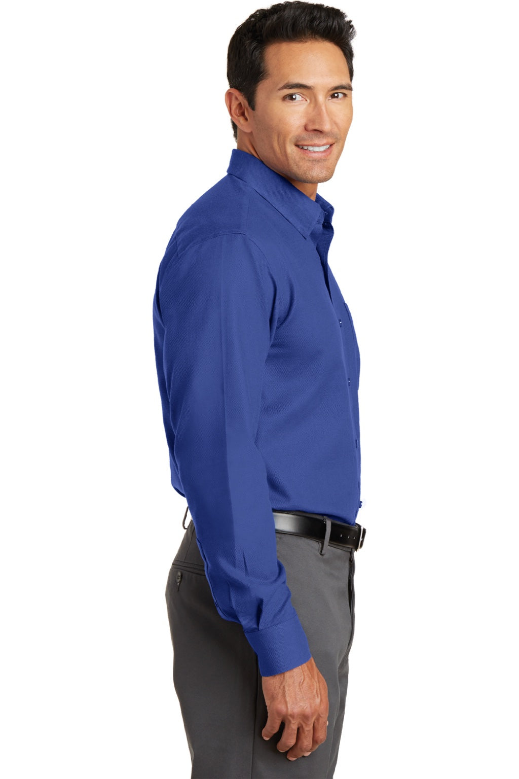 Red House RH76 Mens Wrinkle Resistant Long Sleeve Button Down Shirt w/ Pocket Royal Blue Model Side