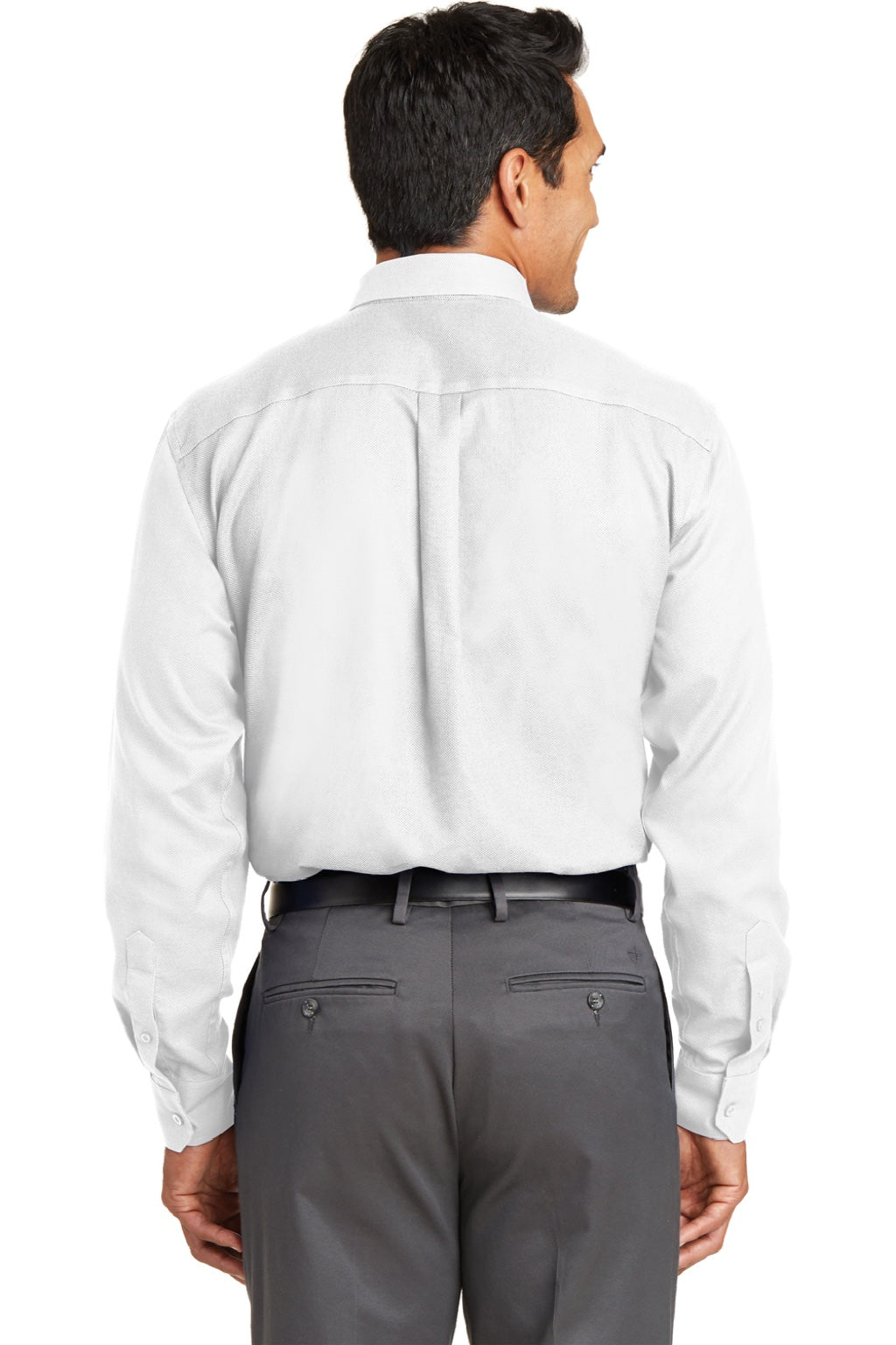 Red House RH76 Mens Wrinkle Resistant Long Sleeve Button Down Shirt w/ Pocket White Model Back