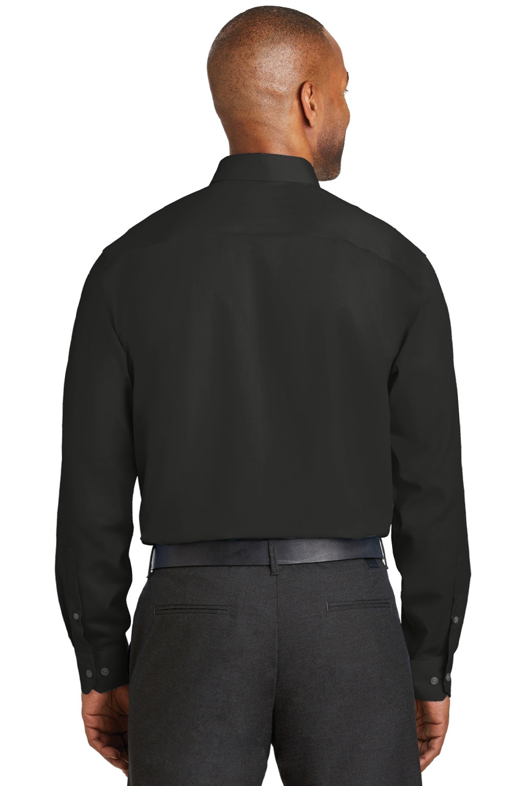 Red House RH78 Mens Wrinkle Resistant Long Sleeve Button Down Shirt w/ Pocket Black Model Back