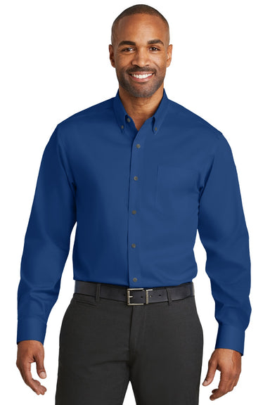 Red House RH78 Mens Wrinkle Resistant Long Sleeve Button Down Shirt w/ Pocket Blue Horizon Model Front