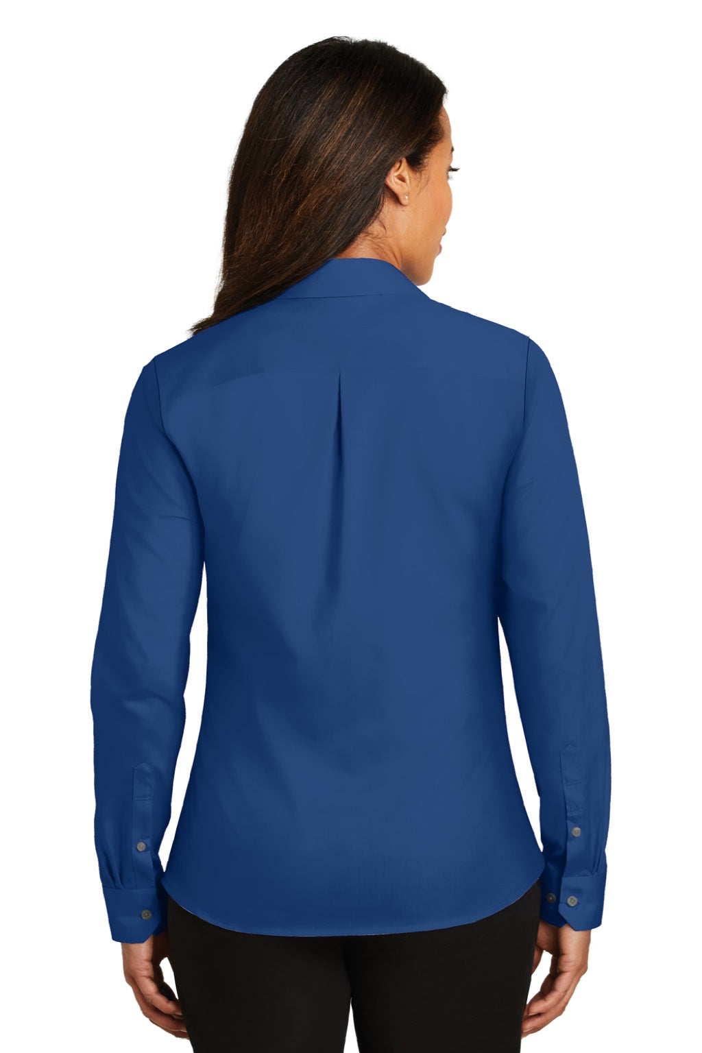 Red House RH79 Womens Wrinkle Resistant Long Sleeve Button Down Shirt Blue Horizon Model Back