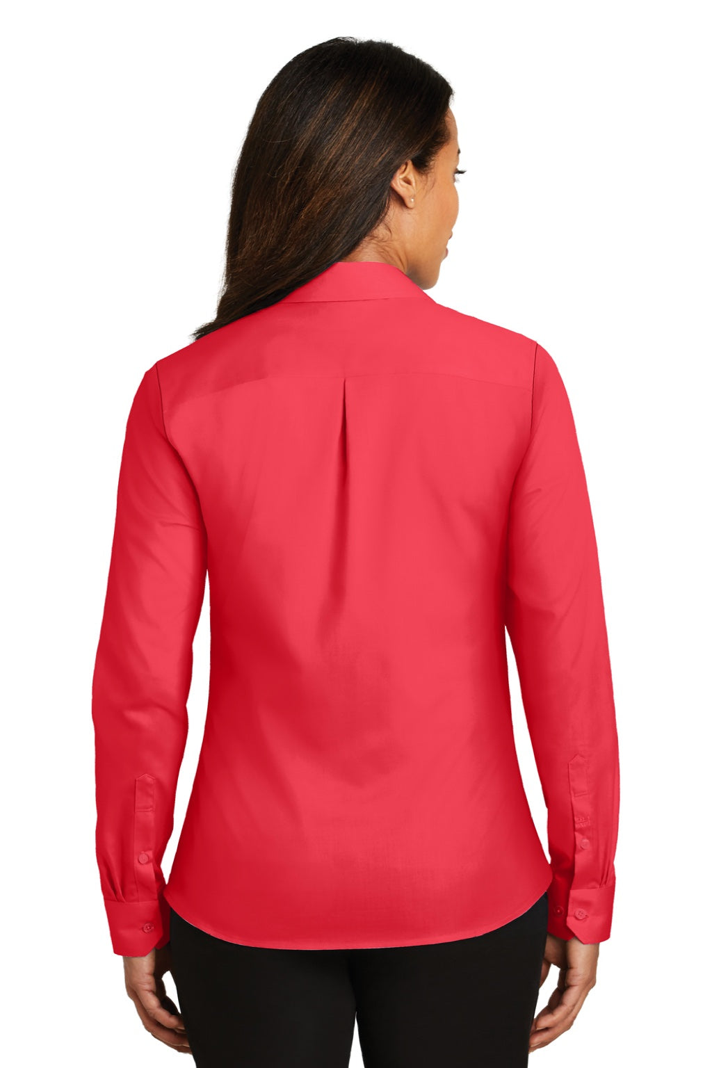 Red House RH79 Womens Wrinkle Resistant Long Sleeve Button Down Shirt Dragonfruit Pink Model Back