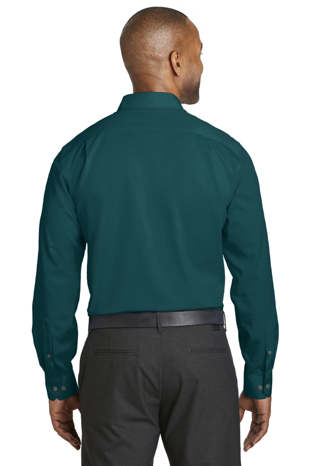 Red House RH80 Mens Wrinkle Resistant Long Sleeve Button Down Shirt w/ Pocket Bluegrass Green Model Back