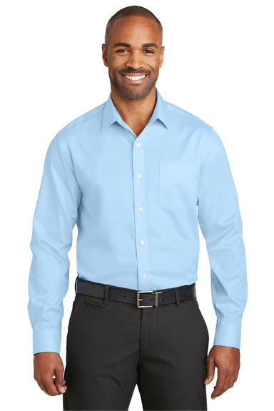 Red House RH80 Mens Wrinkle Resistant Long Sleeve Button Down Shirt w/ Pocket Heritage Blue Model Front