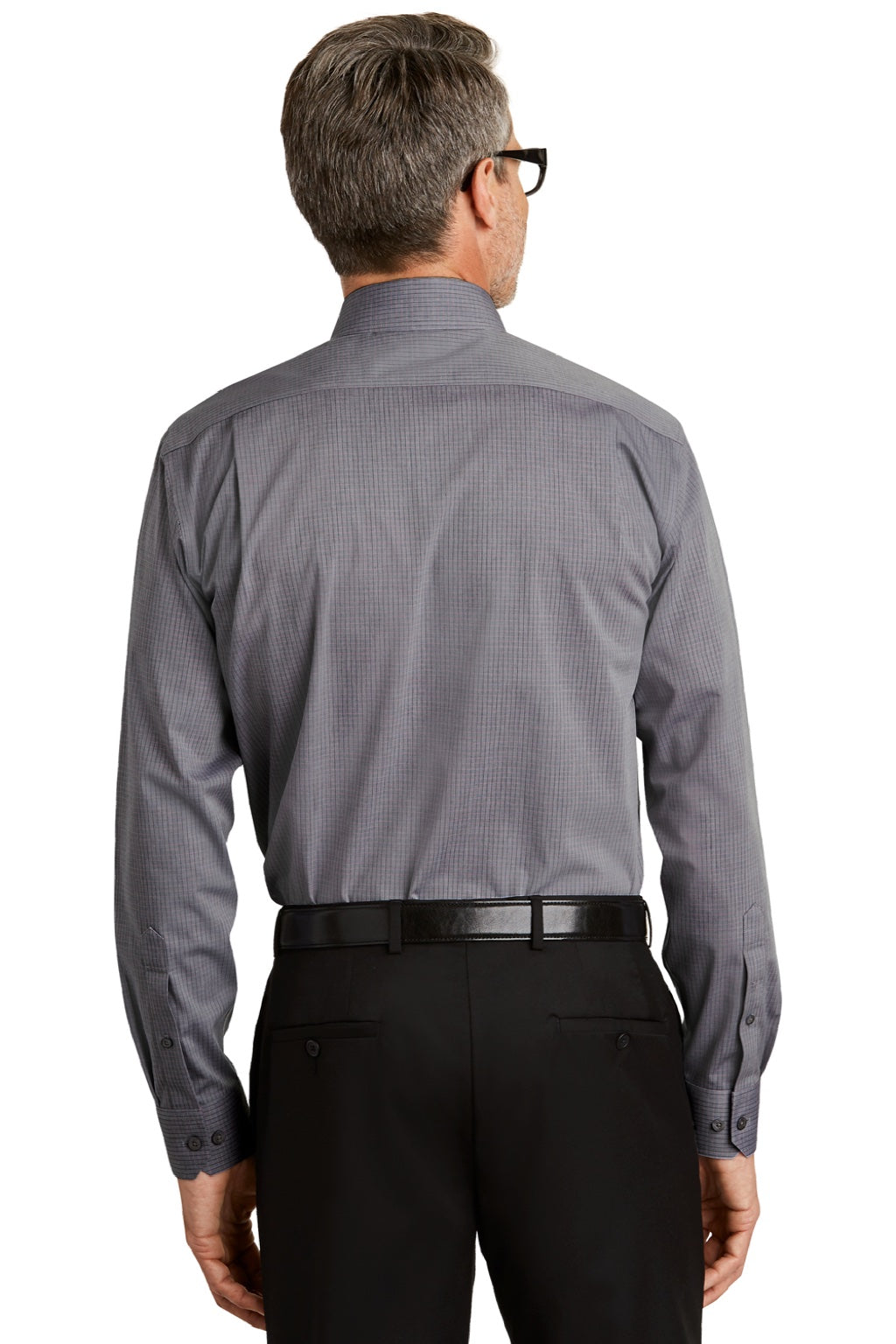 Red House RH81 Mens Wrinkle Resistant Long Sleeve Button Down Shirt Navy Blue Model Back