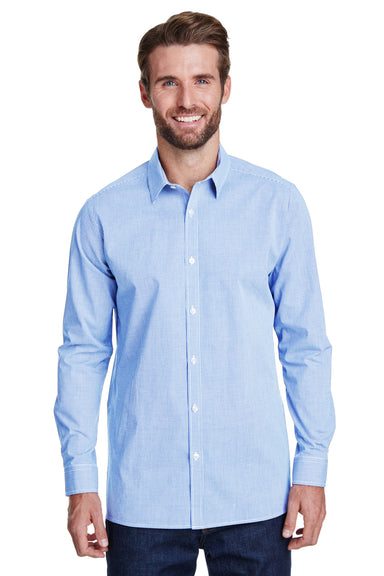 Artisan Collection RP220 Mens Microcheck Gingham Long Sleeve Button Down Shirt Light Blue/White Model Front