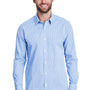 Artisan Collection Mens Microcheck Gingham Long Sleeve Button Down Shirt - Light Blue/White