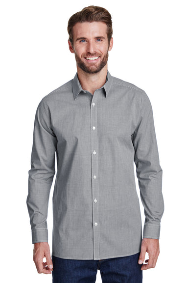 Artisan Collection RP220 Mens Microcheck Gingham Long Sleeve Button Down Shirt Black/White Model Front
