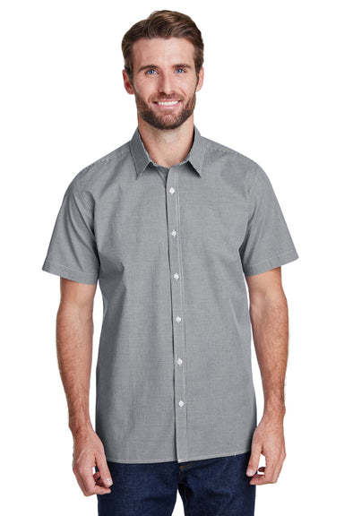 Artisan Collection RP221 Mens Microcheck Gingham Short Sleeve Button Down Shirt Black/White Model Front