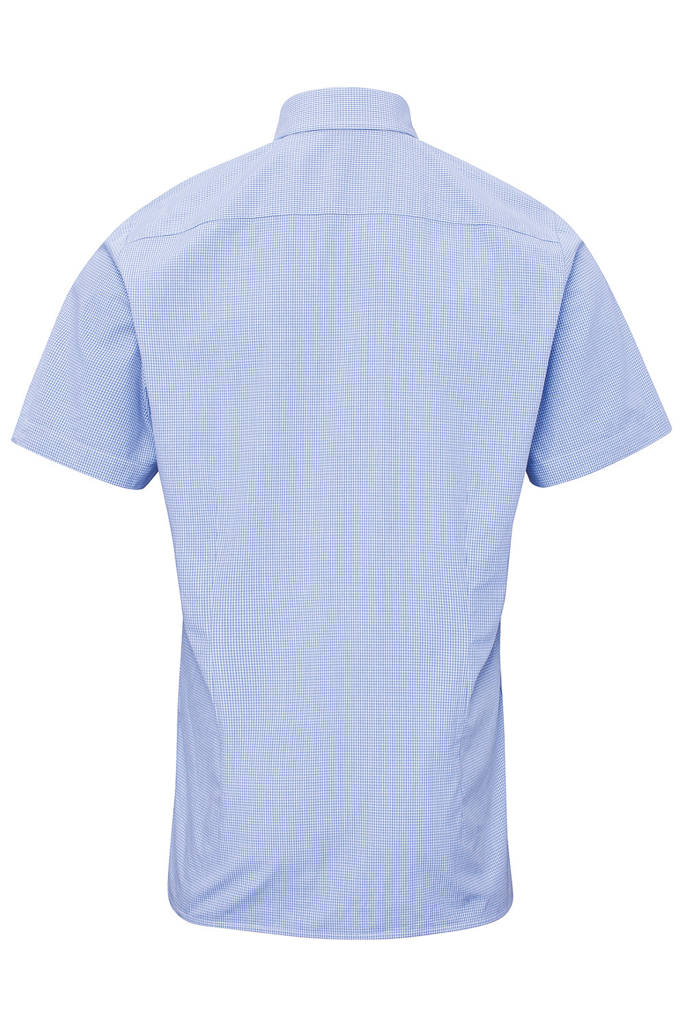 Artisan Collection RP221 Mens Microcheck Gingham Short Sleeve Button Down Shirt Light Blue/White Model Flat Back