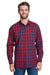 Artisan Collection RP250 Mens Mulligan Check Long Sleeve Button Down Shirt Red/Navy Blue Model Front