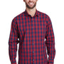 Artisan Collection Mens Mulligan Check Long Sleeve Button Down Shirt - Red/Navy Blue
