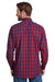 Artisan Collection RP250 Mens Mulligan Check Long Sleeve Button Down Shirt Red/Navy Blue Model Back