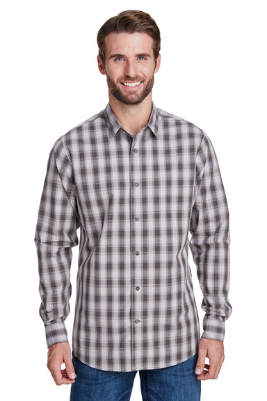Artisan Collection RP250 Mens Mulligan Check Long Sleeve Button Down Shirt Steel Grey/Black Model Front