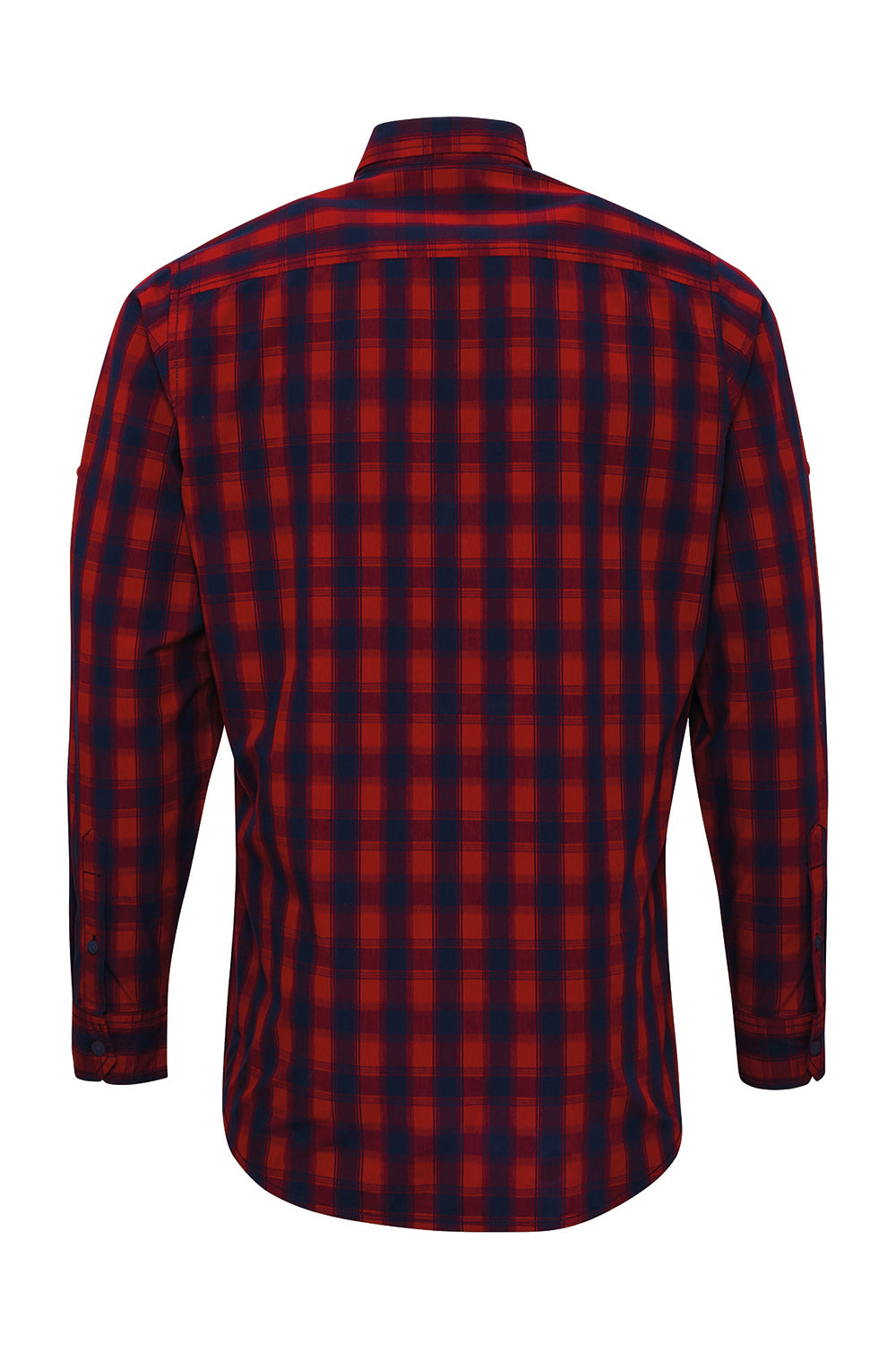 Artisan Collection RP250 Mens Mulligan Check Long Sleeve Button Down Shirt Red/Navy Blue Model Flat Back