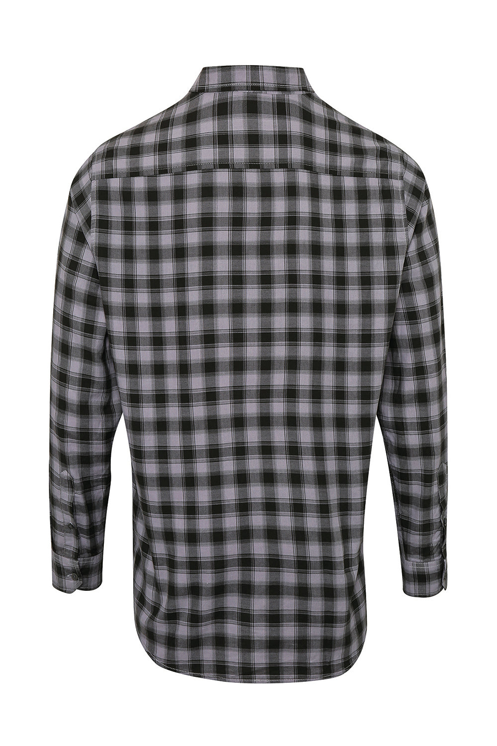 Artisan Collection RP250 Mens Mulligan Check Long Sleeve Button Down Shirt Steel Grey/Black Model Flat Back