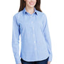 Artisan Collection Womens Microcheck Gingham Long Sleeve Button Down Shirt - Light Blue/White