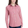 Artisan Collection Womens Microcheck Gingham Long Sleeve Button Down Shirt - Red/White