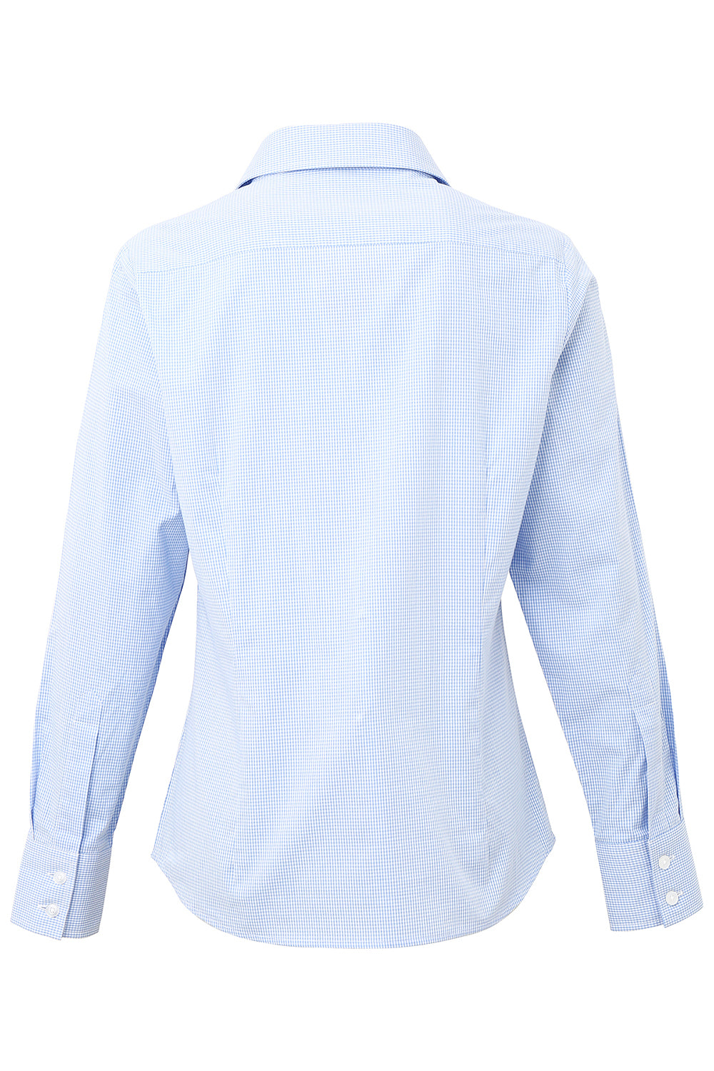Artisan Collection RP320 Womens Microcheck Gingham Long Sleeve Button Down Shirt Light Blue/White Model Flat Back