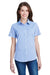 Artisan Collection RP321 Womens Microcheck Gingham Short Sleeve Button Down Shirt Light Blue/White Model Front