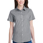 Artisan Collection Womens Microcheck Gingham Short Sleeve Button Down Shirt - Black/White