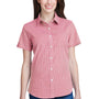 Artisan Collection Womens Microcheck Gingham Short Sleeve Button Down Shirt - Red/White
