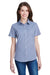 Artisan Collection RP321 Womens Microcheck Gingham Short Sleeve Button Down Shirt Navy Blue/White Model Front