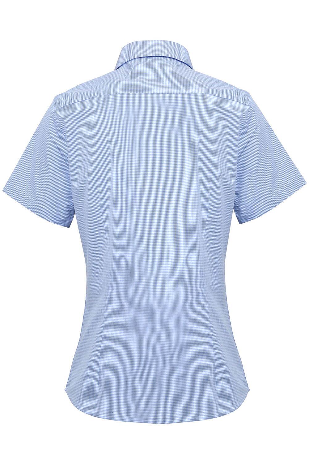 Artisan Collection RP321 Womens Microcheck Gingham Short Sleeve Button Down Shirt Light Blue/White Model Flat Back