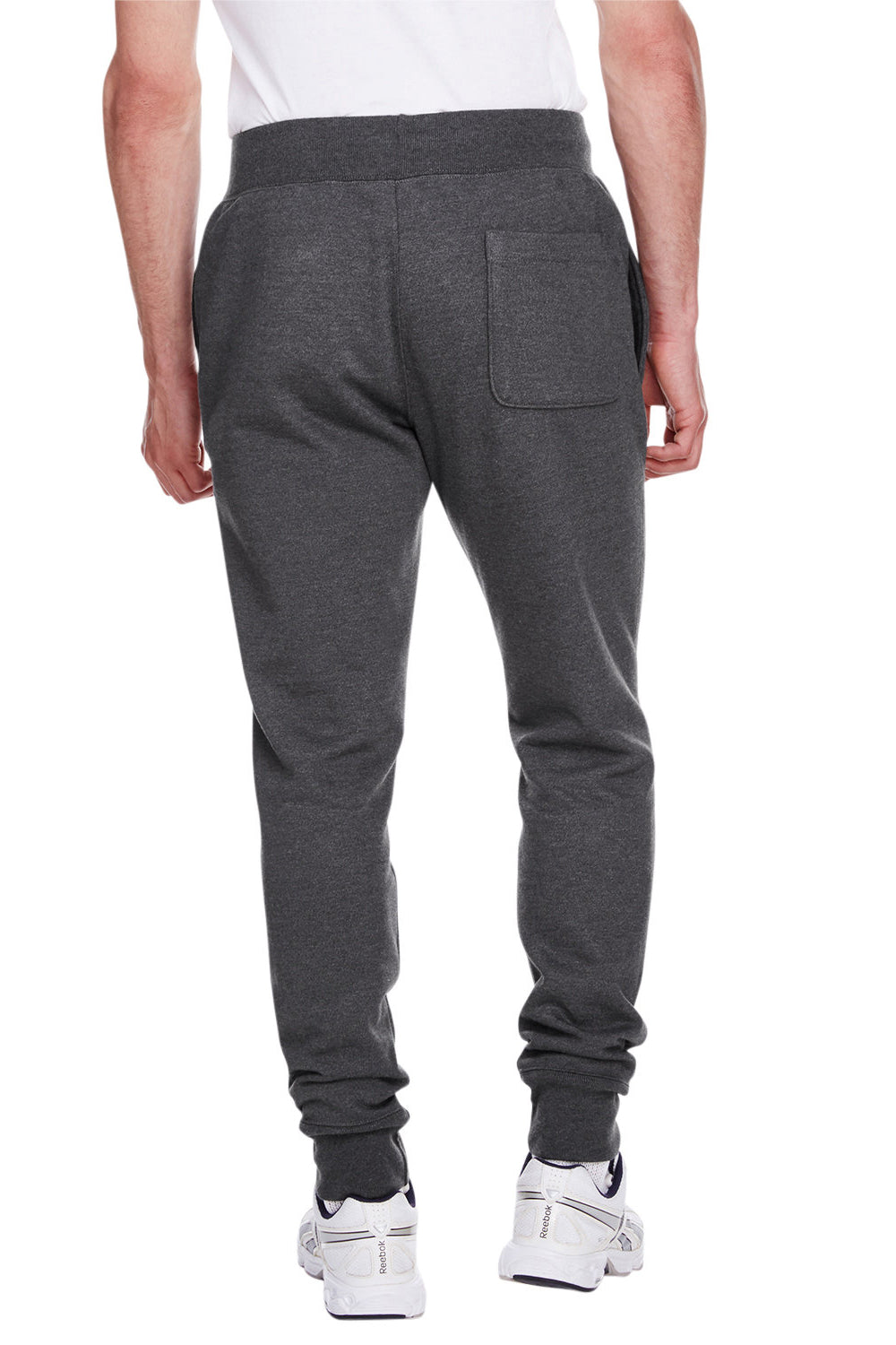 Champion RW25 Mens Reverse Weave Fleece Jogger Sweatpants w/ Pockets Heather Charcoal Grey Model Back