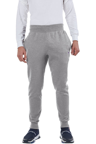 Champion RW25 Mens Reverse Weave Fleece Jogger Sweatpants w/ Pockets Oxford Grey Model Front